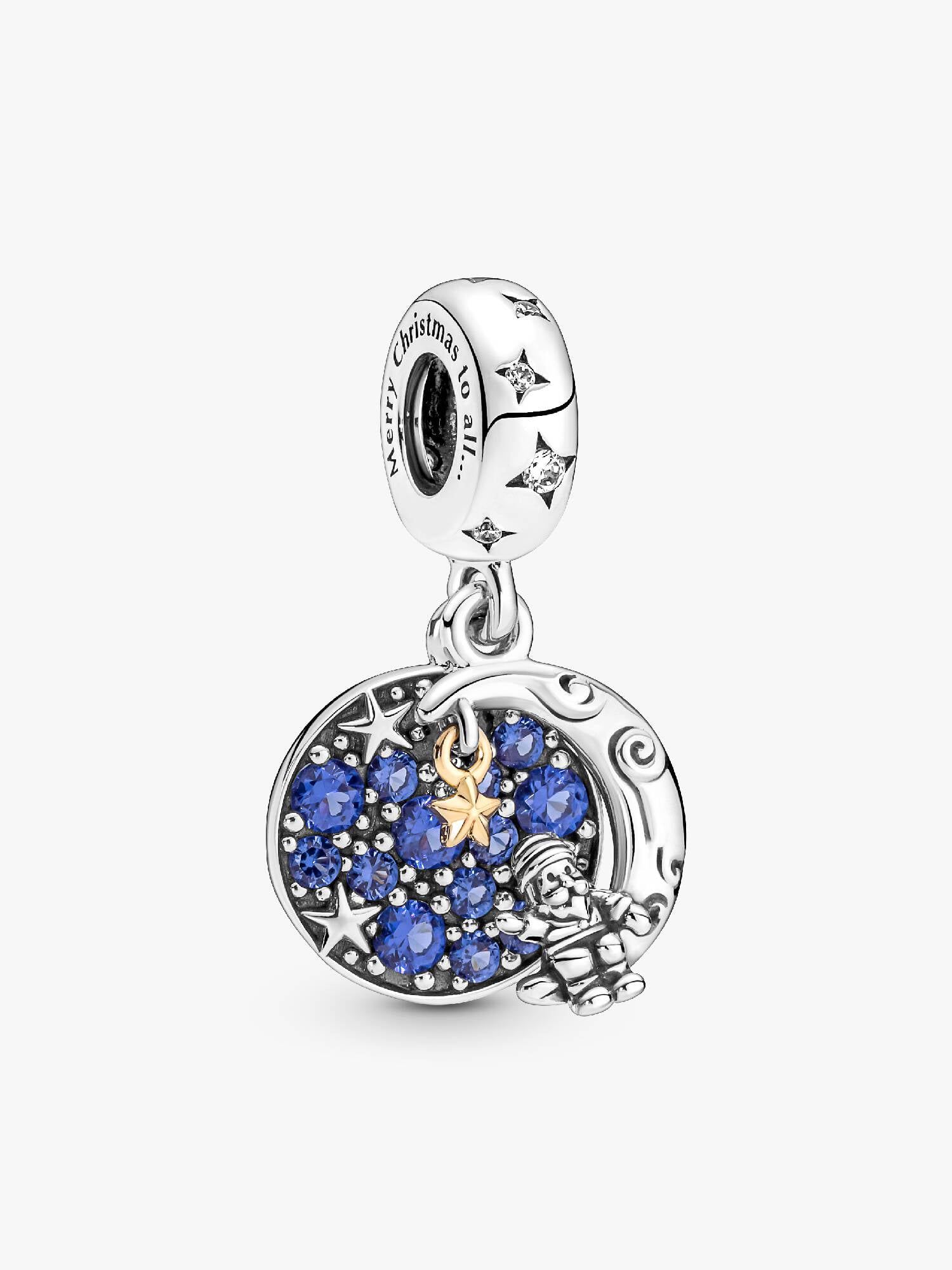 Santa Claus On The Moon Double Dangle Charm