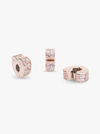 Pink Pavé Heart Clip Charm