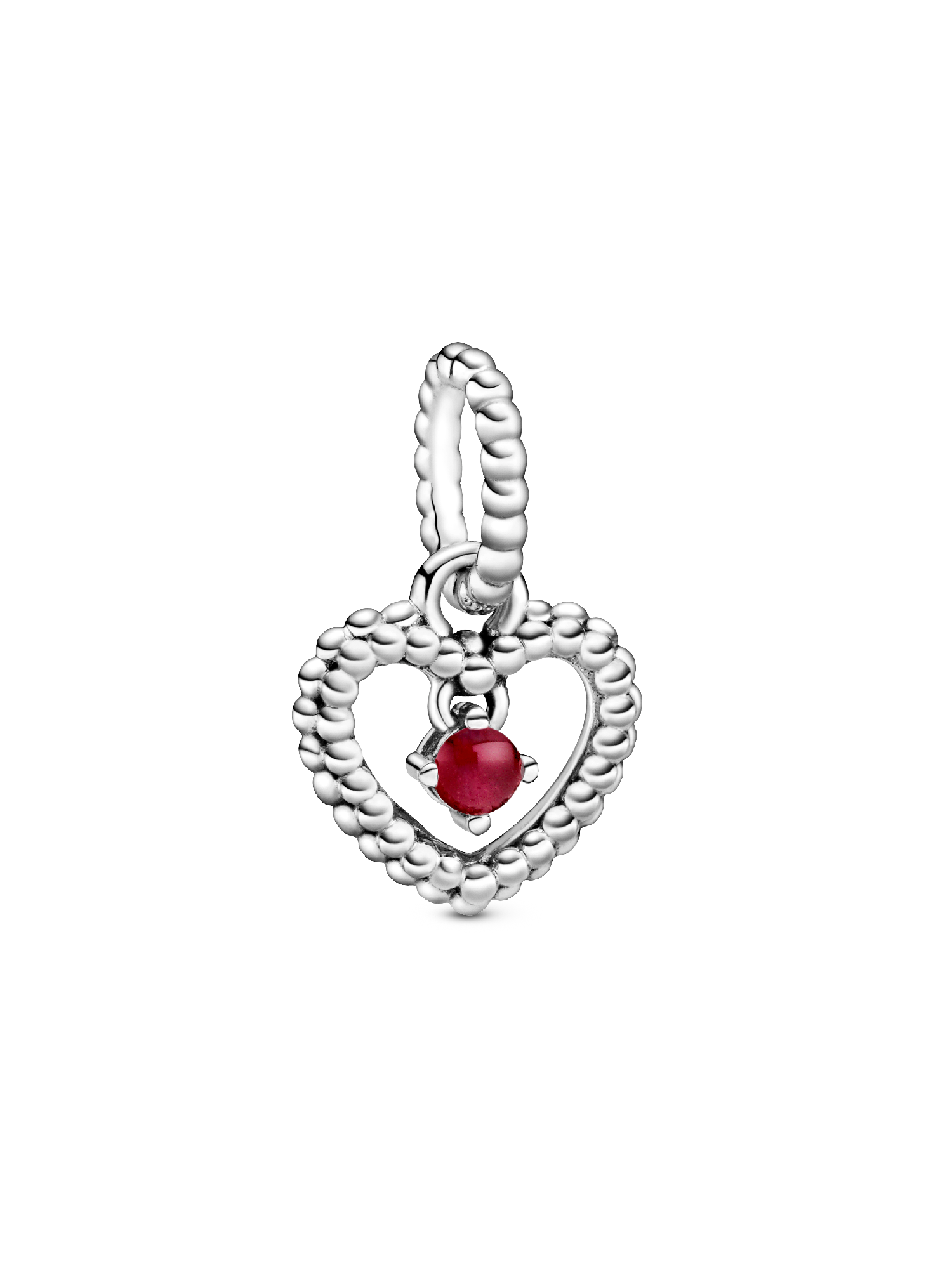 Dark Red Beaded Heart Dangle Charm