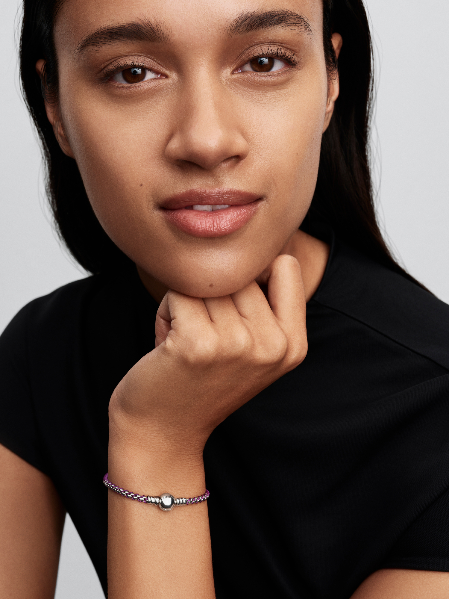 Purple Cord Box Chain Bracelet | Sterling silver | Pandora ZA