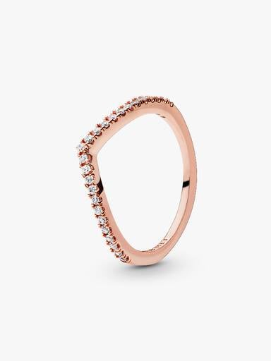 Wishbone 14k rose gold-plated ring with clear cubic zirconia