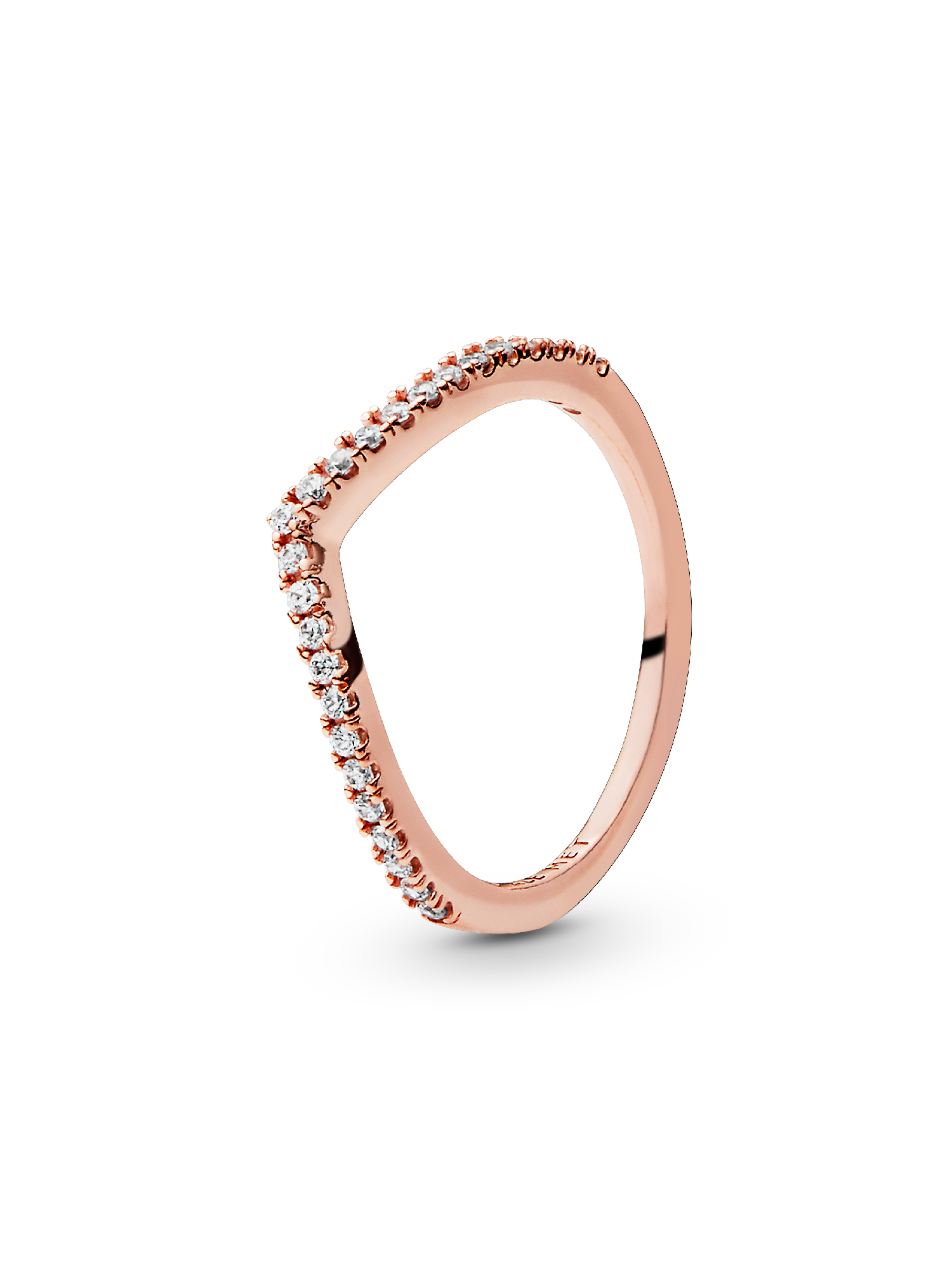 Wishbone 14k rose gold-plated ring with clear cubic zirconia