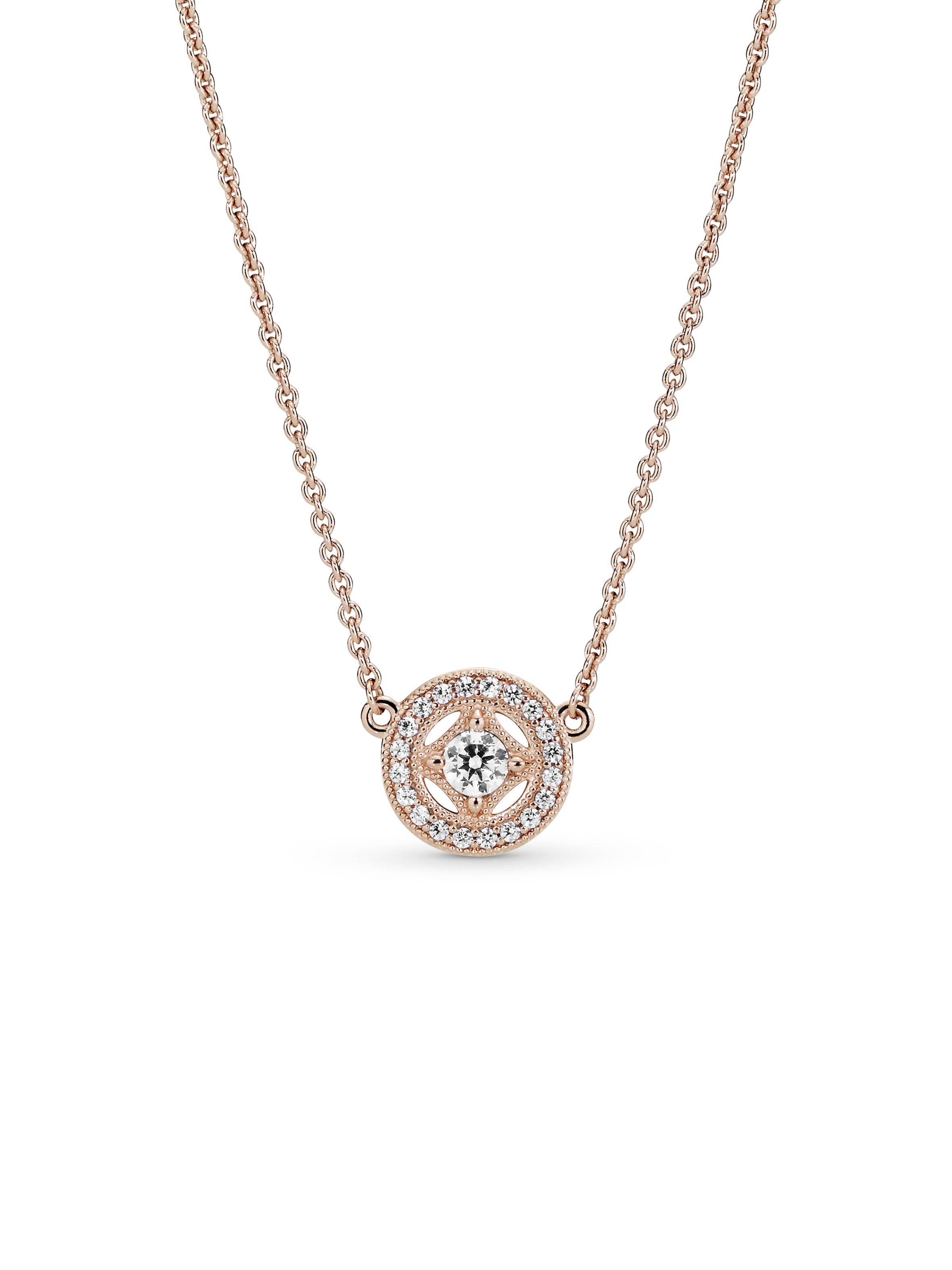 14k Rose gold-plated collier with clear cubic zirconia