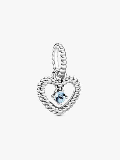 Aqua Blue Beaded Heart Dangle Charm