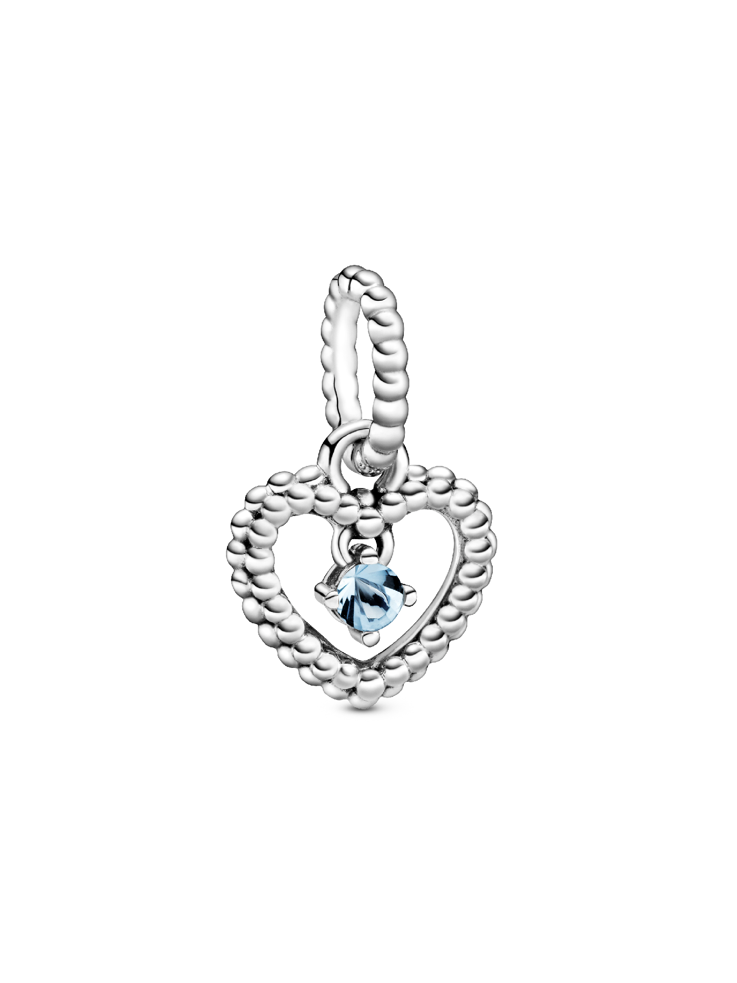 Aqua Blue Beaded Heart Dangle Charm