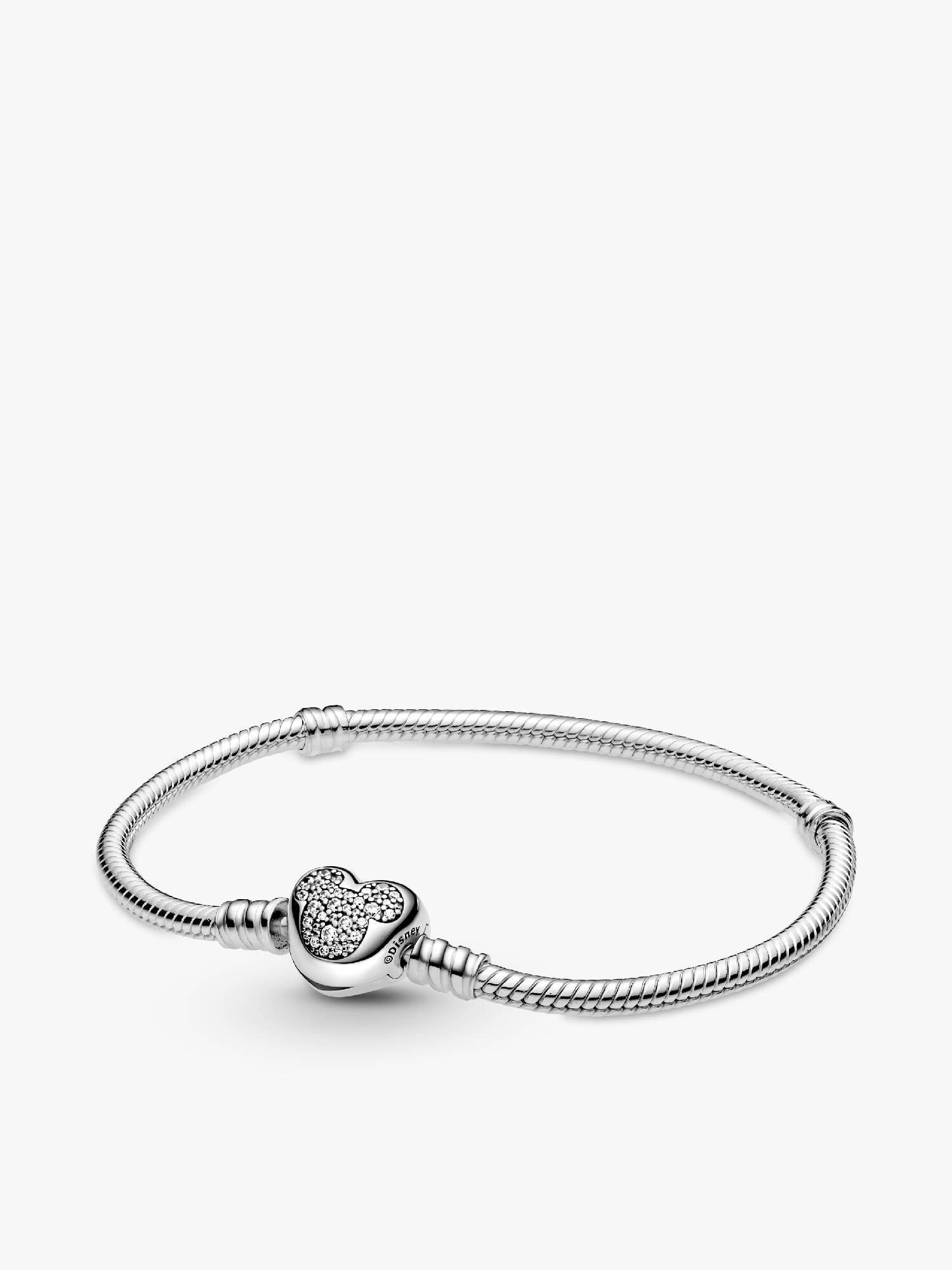 Disney Pandora Moments Mickey Mouse Heart Clasp Snake Chain Bracelet
