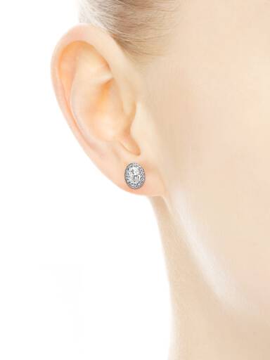 Silver stud earrings with clear cubic zirconia