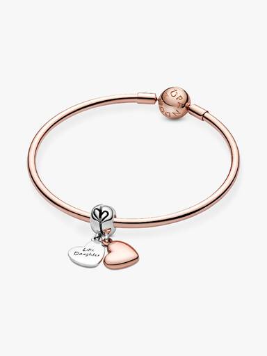 Like mother, like daughter splitable 14k rose gold-plated and silver dangle with black enamel
