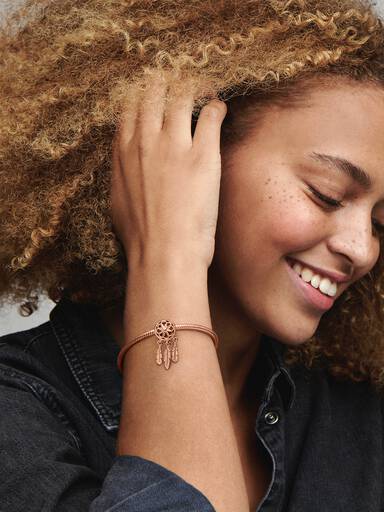Dream catcher 14k rose gold-plated charm
