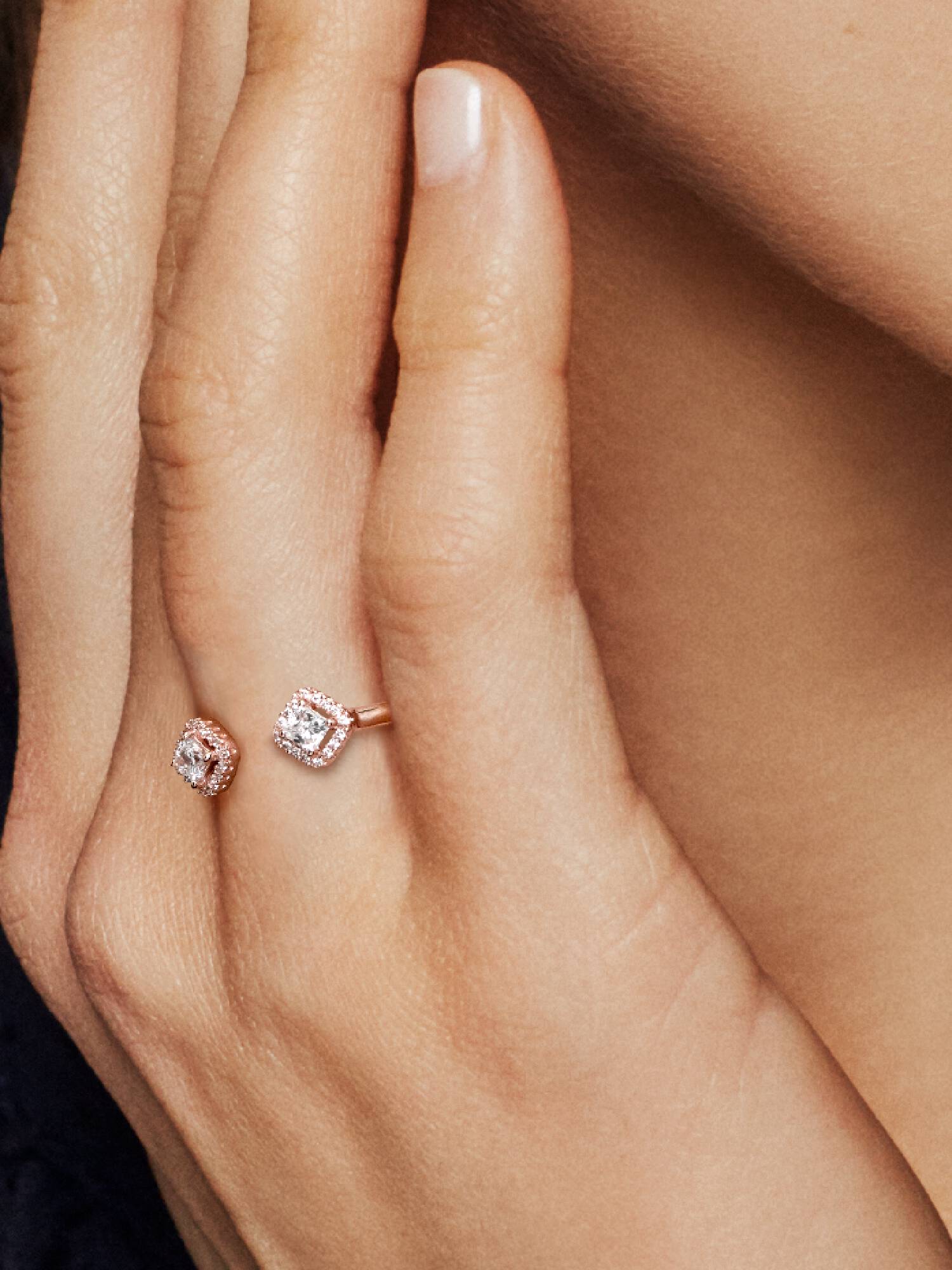 Square Sparkle Open Ring