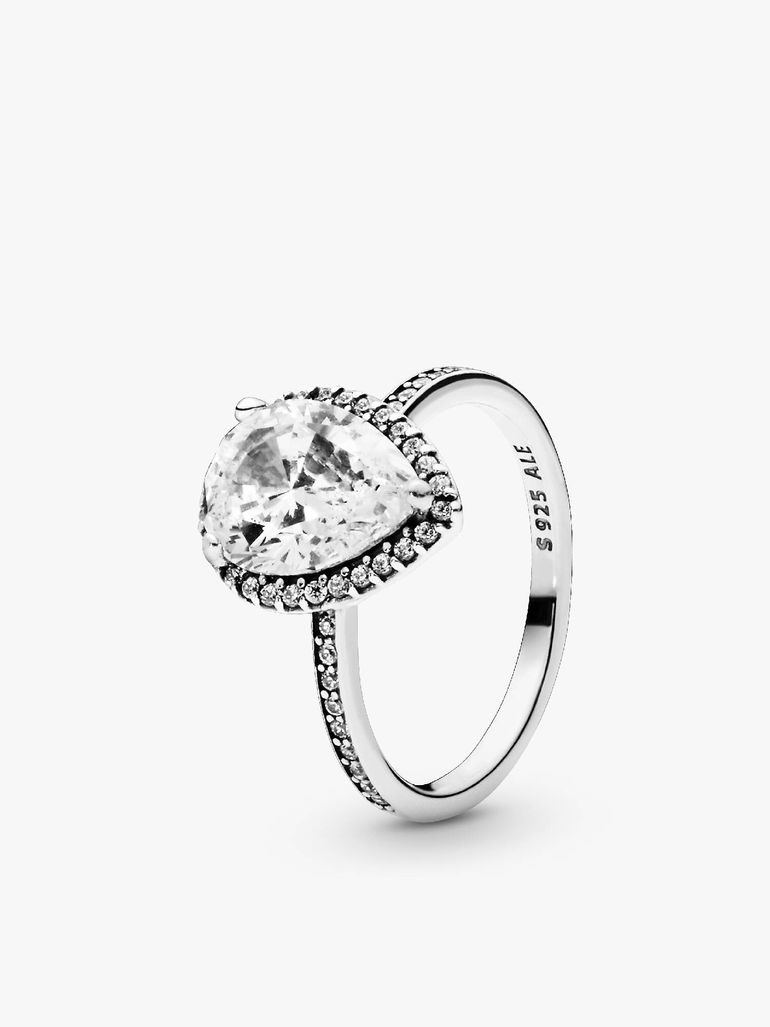 Silver ring with clear cubic zirconia
