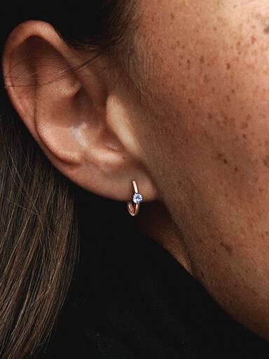 Light Blue Solitaire Huggie Hoop Earrings