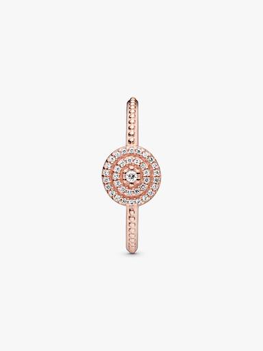 14k Rose gold-plated ring with clear cubic zirconia