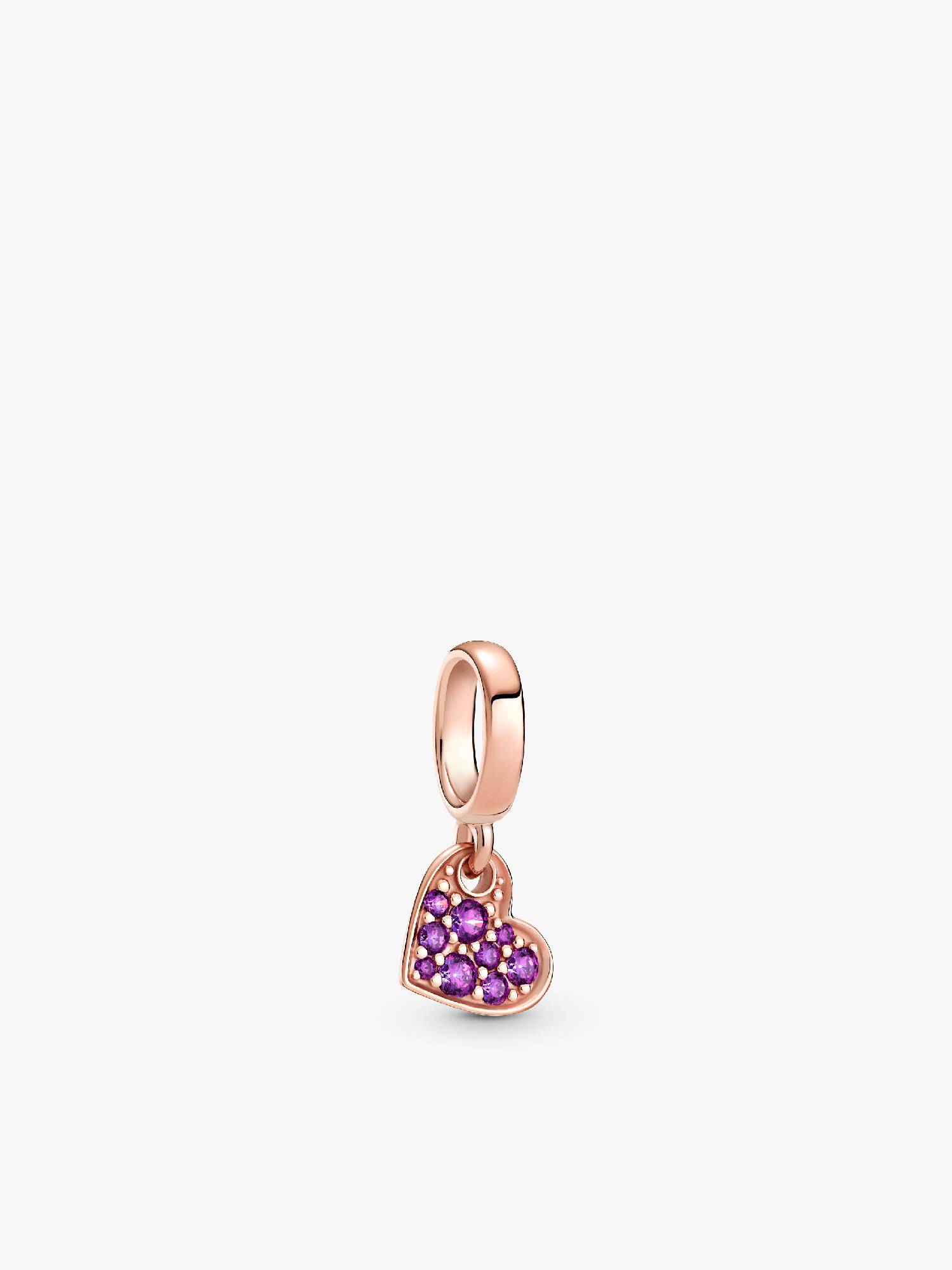 Royal Purple Pavé Tilted Heart Dangle Charm