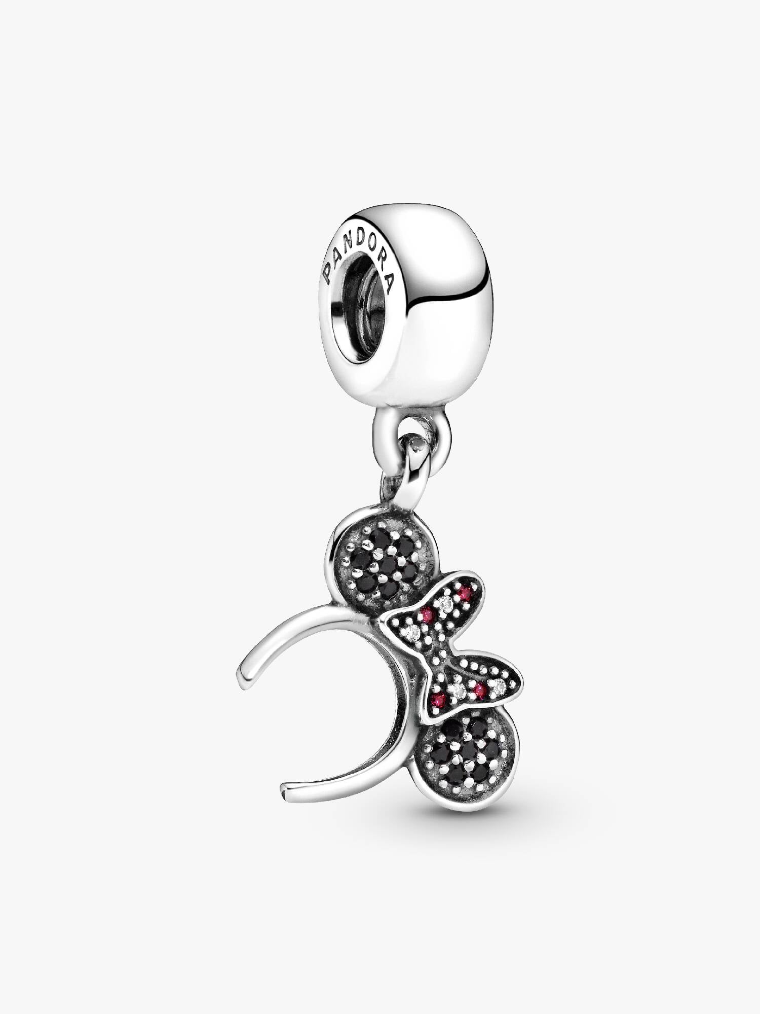 Disney Minnie headband silver dangle with black crystal, red and clear cubic zirconia