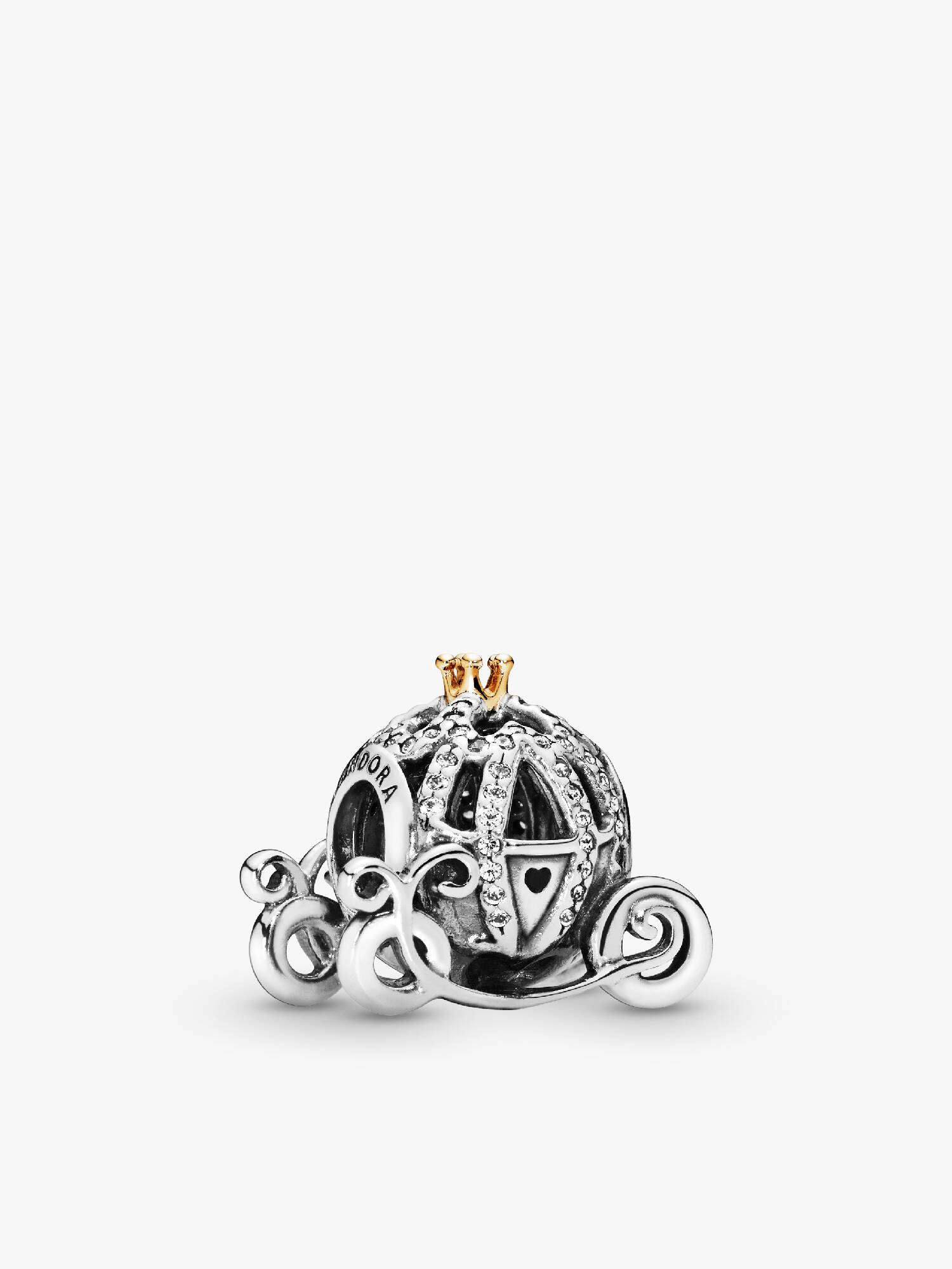 Disney Cinderella pumpkin coach silver charm with 14k and cubic zirconia