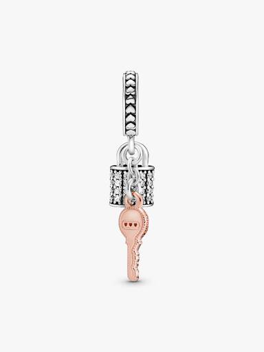 Pavé Padlock & Key Dangle Charm