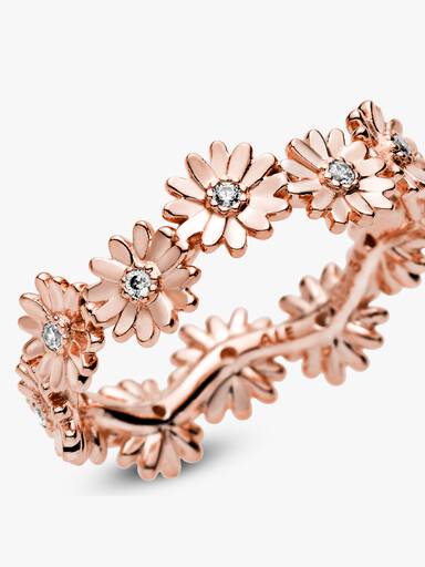 Daisy 14k rose gold-plated ring with clear cubic zirconia