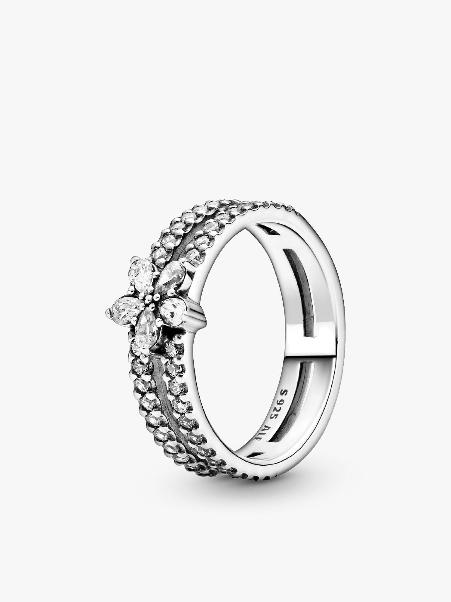 Sparkling Snowflake Double Ring