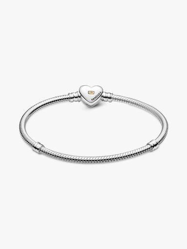 Domed Golden Heart Clasp Snake Chain Bracelet