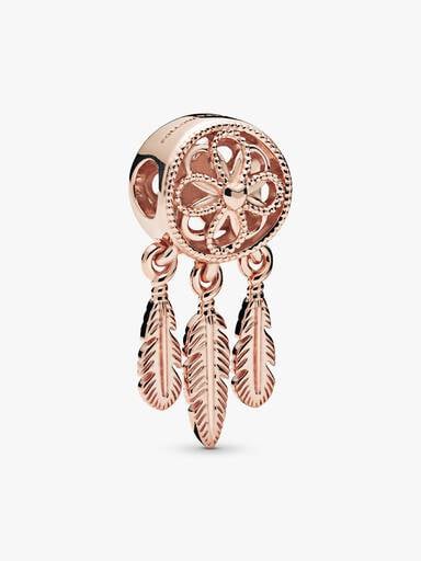 Dream catcher 14k rose gold-plated charm