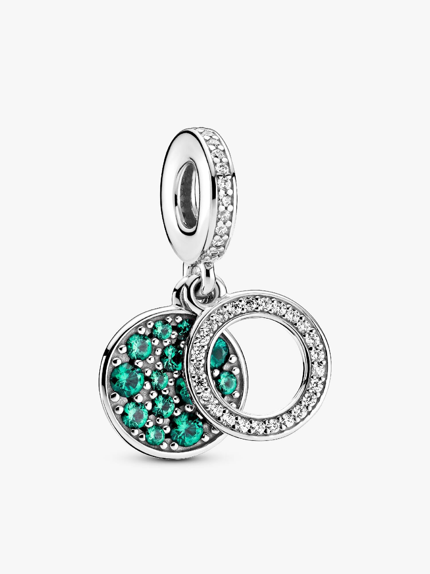 Sparkling Green Disc Double Dangle Charm
