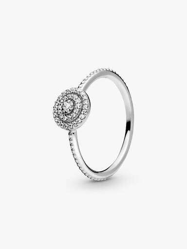 Silver ring with clear cubic zirconia