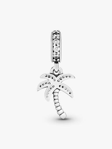Palm tree silver dangle with cubic zirconia