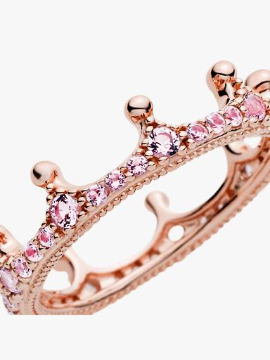 Crown 14k rose gold-plated ring with orchid pink and blush pink crystal