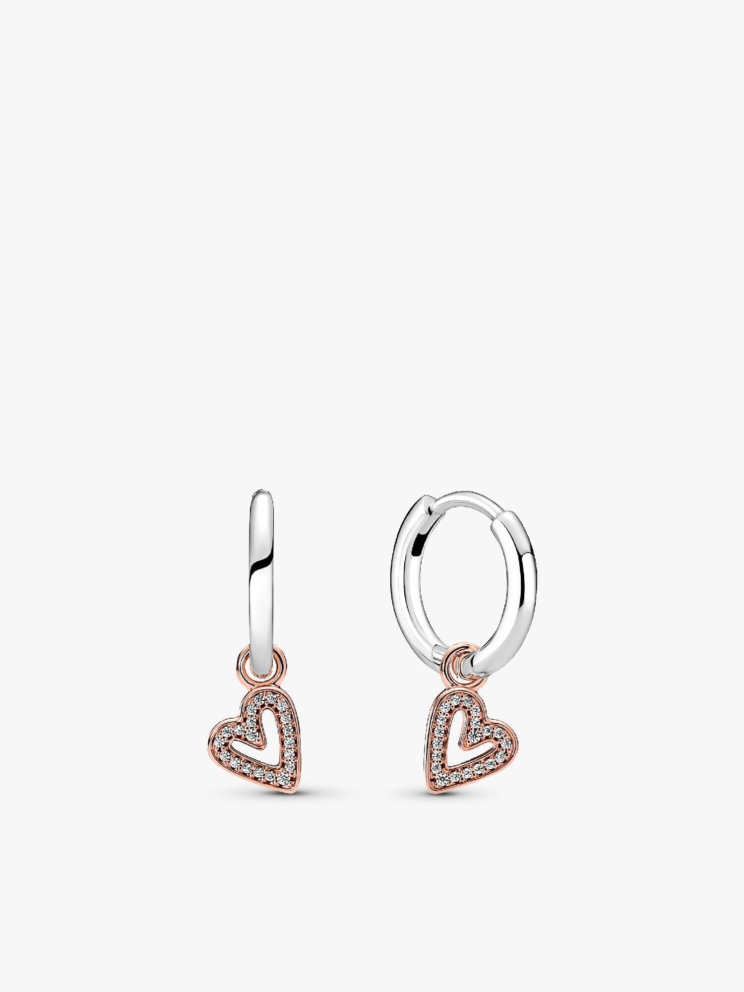 Sparkling Freehand Heart Hoop Earrings