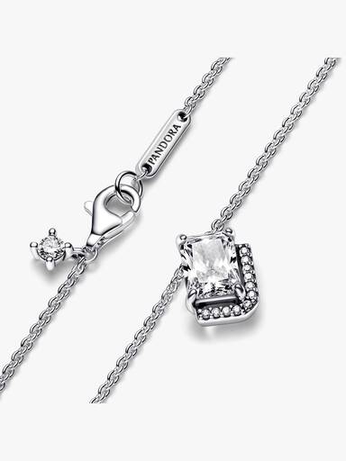 Rectangular Sparkling Halo Collier Necklace