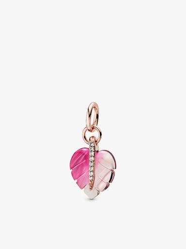 Pink Murano Glass Leaf Pendant