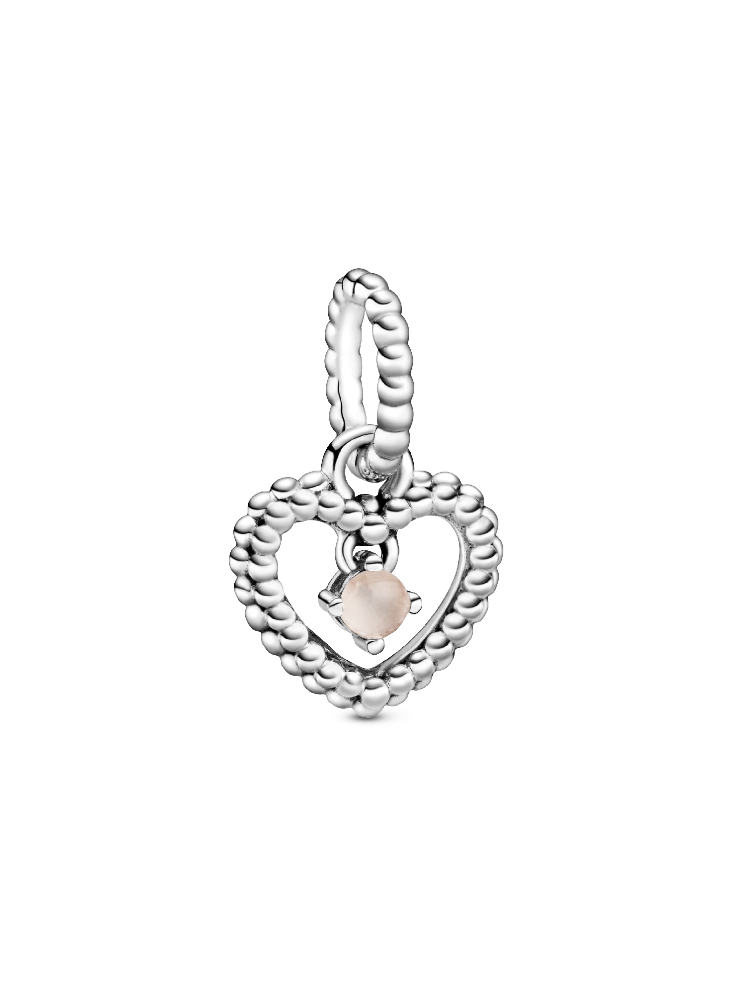Misty Rose Beaded Heart Dangle Charm | Sterling silver | Pandora ZA