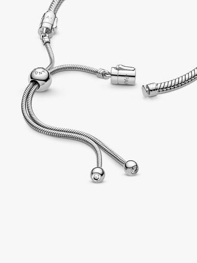 Snake chain silver bracelet with clear cubic zirconia