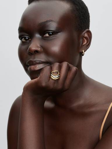 Organically Shaped Stone-Set Hoop Earrings