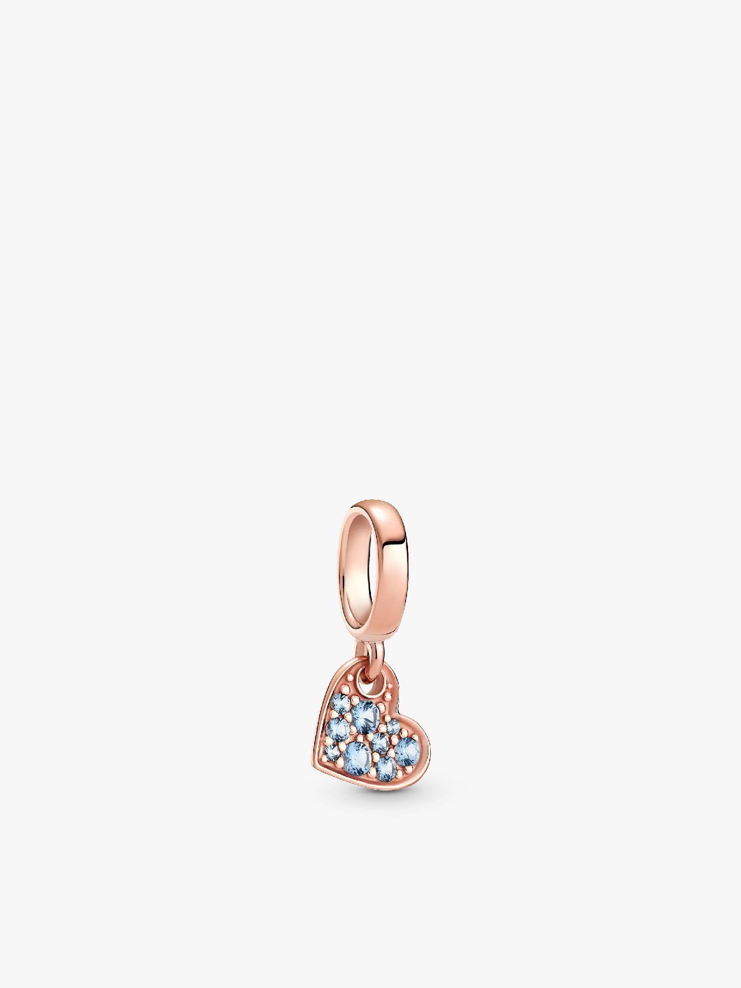 Light Blue Pavé Tilted Heart Dangle Charm