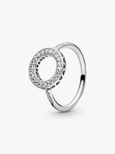 Silver ring with clear cubic zirconia