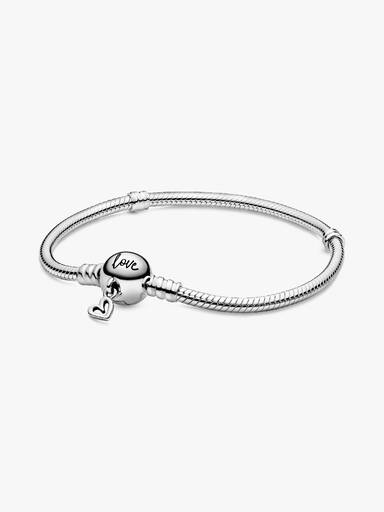 Pandora Moments Freehand Heart Clasp Snake Chain Bracelet